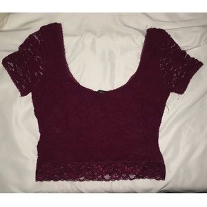 Forever 21 Maroon Lace Crop Top